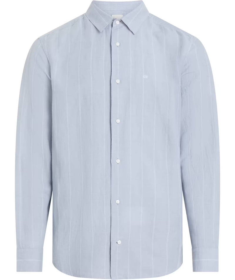 Calvin Klein LINEN COTTON STRIPE L/S SHIRT - Supermen.dk