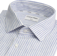 Calvin Klein LINEN STRIPE SLIM SHIRT Blue - Supermen.dk