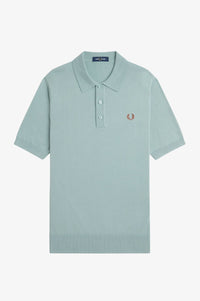 Fred Perry Cotton Knitted Shirt Silverblue - Supermen.dk