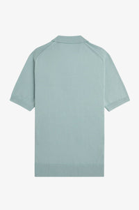 Fred Perry Cotton Knitted Shirt Silverblue - Supermen.dk