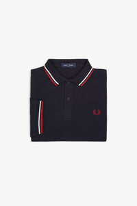 Fred Perry M3600 Navy / Snow White / Burnt Red - Supermen.dk