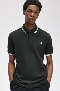 Fred Perry M3600 Night Green / Snow White / Snow White - Supermen.dk