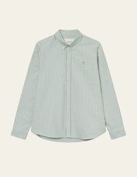Les Deux Konrad Striped Oxford Shirt Green - Supermen.dk