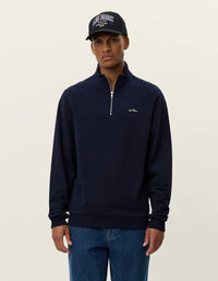 Les Deux Patch Half - Zip Sweatshirt Dark Navy - Supermen.dk