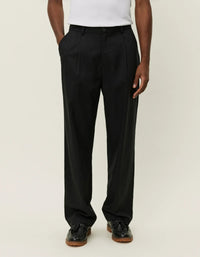Les Deux Randall Pleated Twill Suit Pants Black - Supermen.dk