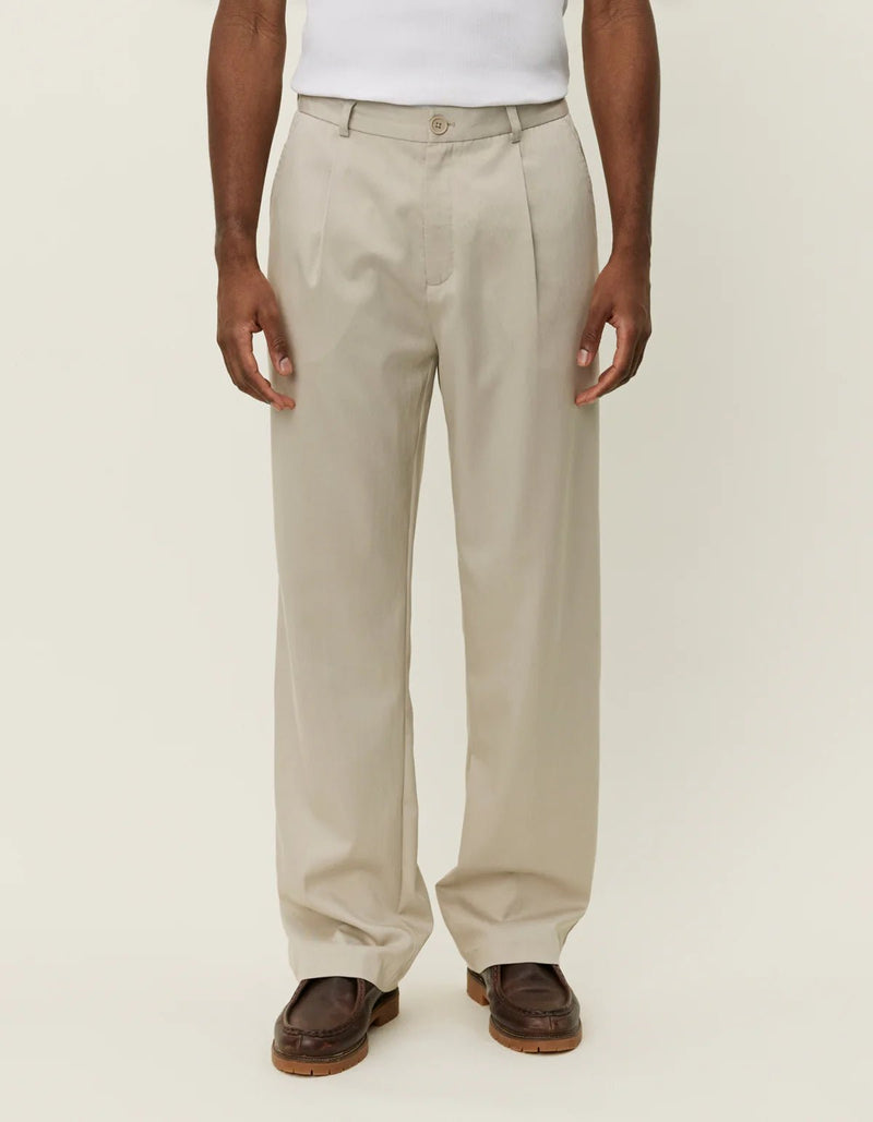 Les Deux Randall Pleated Twill Suit Pants Sand - Supermen.dk