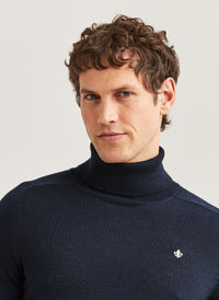 Morris Merino Roller Neck Navy - Supermen.dk