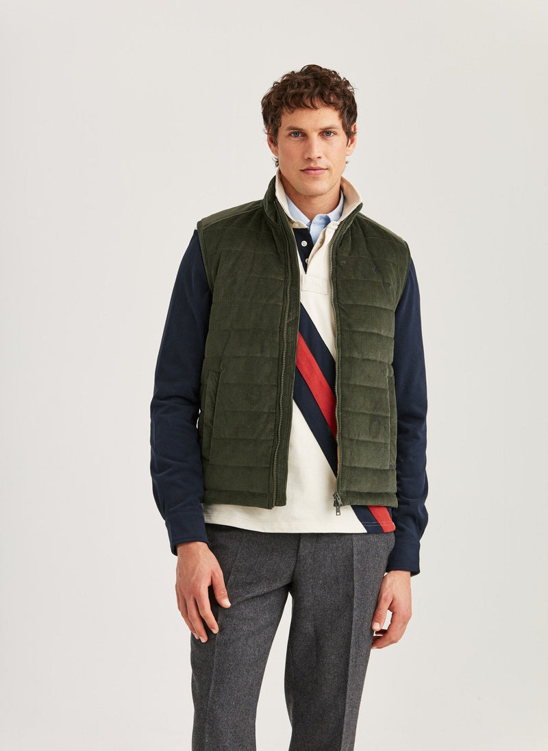 Morris Ted Quilted Cord Vest Olive - Supermen.dk