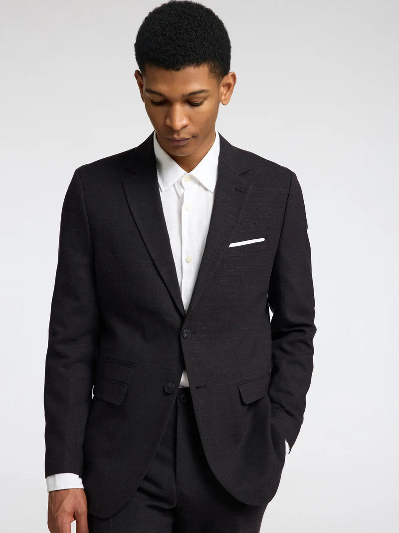 Selected SLHSLIM - OASIS LINEN BLAZER Black - Supermen.dk