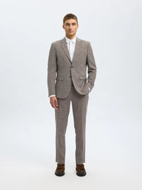 Selected SLHSLIM - OASIS LINEN BLAZER Dark Sand Melange - Supermen.dk