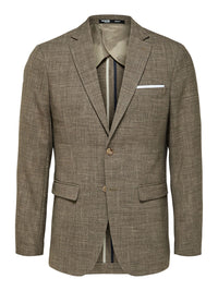 Selected SLHSLIM-OASIS LINEN BLAZER Dark Sand Melange - Supermen.dk