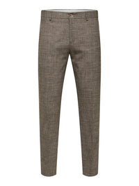 Selected SLHSLIM-OASIS LINEN BUKS Dark Sand Melange - Supermen.dk