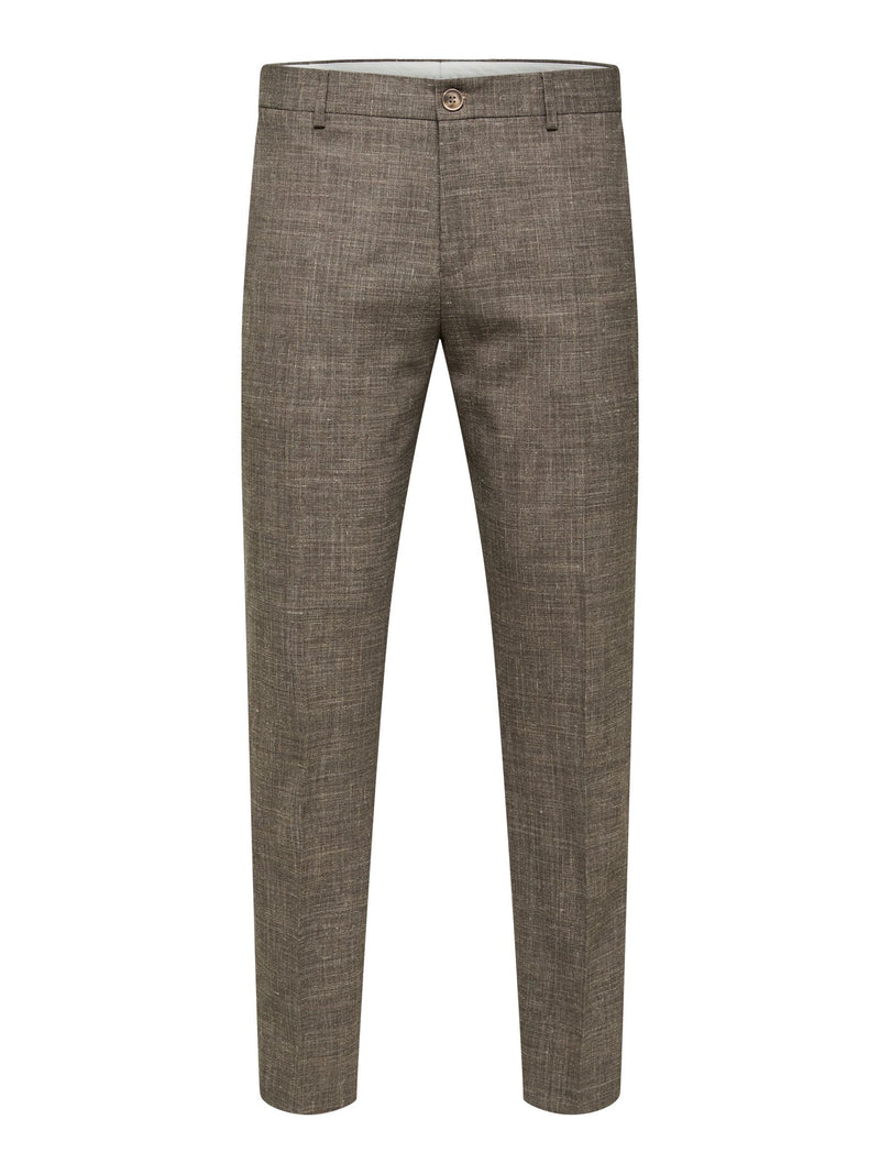 Selected SLHSLIM-OASIS LINEN BUKS Dark Sand Melange - Supermen.dk