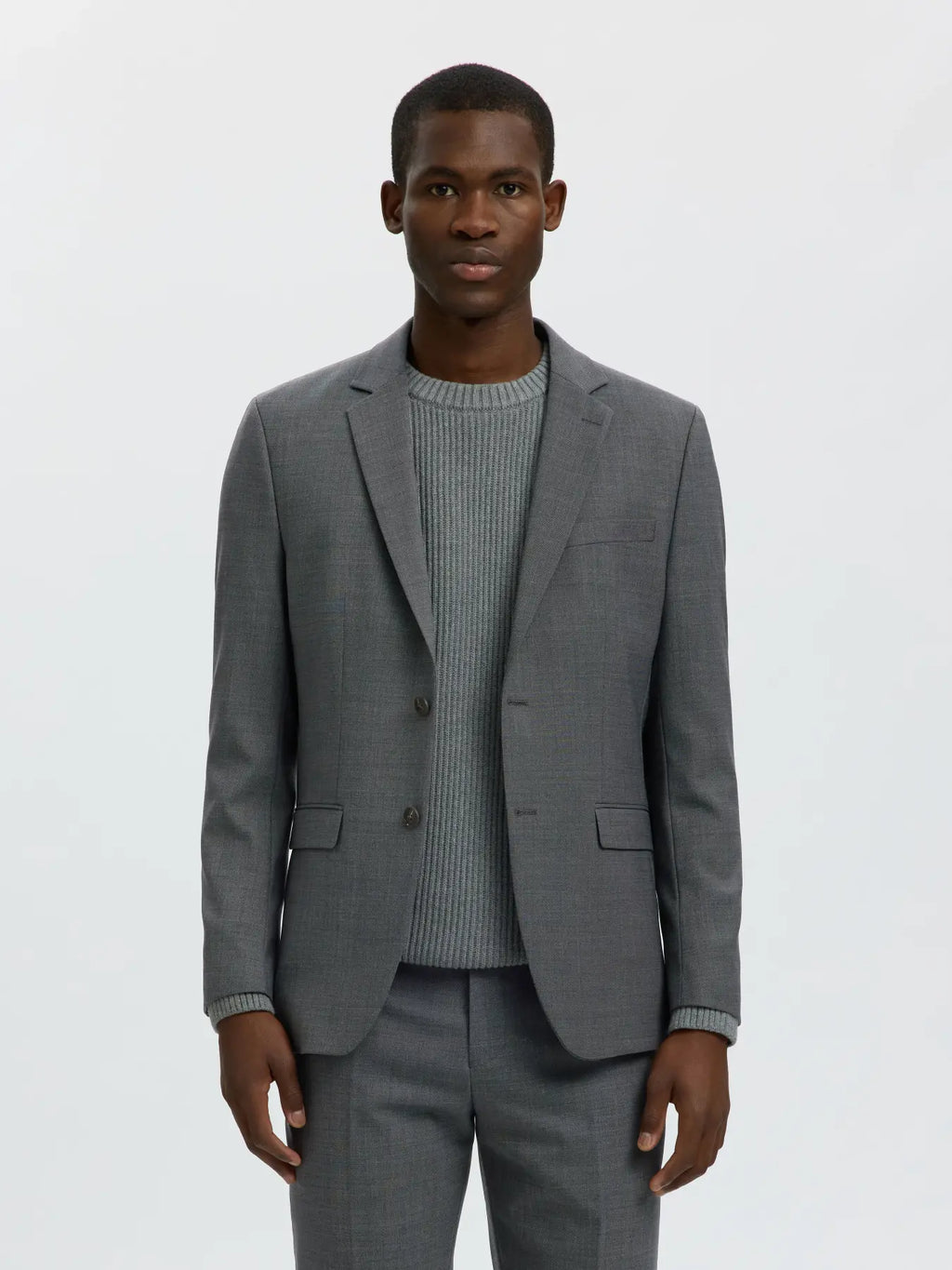 Selected SLIM-WOOL BLEND BLZ FLEX DARK GREY