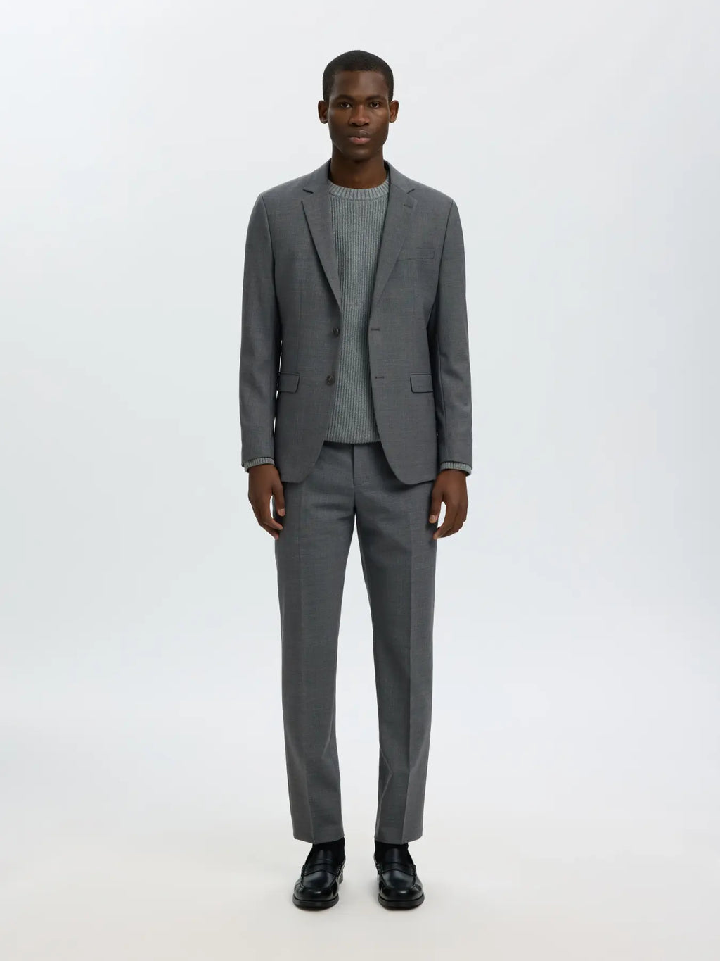 Selected SLIM-WOOL BLEND BLZ FLEX DARK GREY
