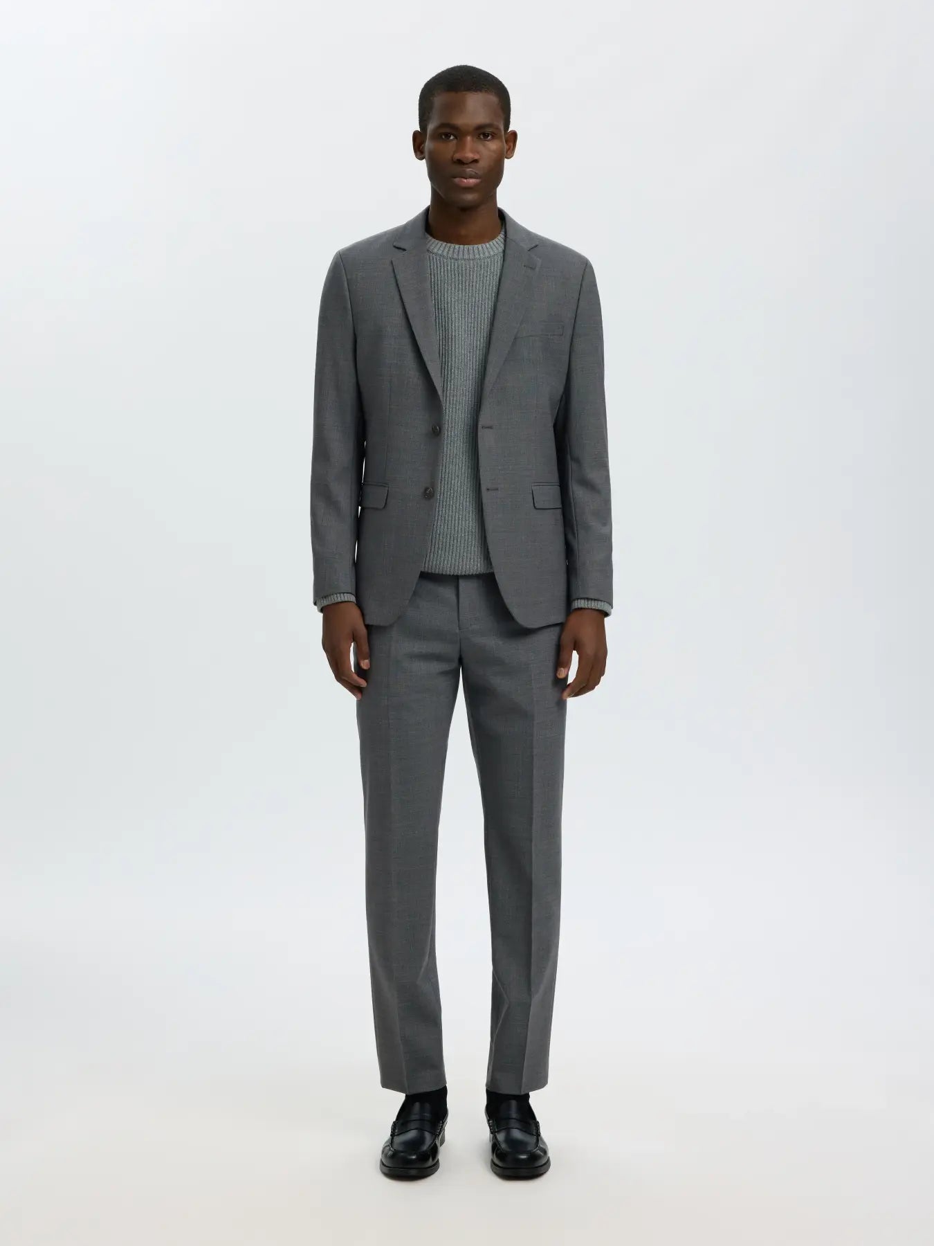 Selected SLIM-WOOL BLEND BLZ FLEX DARK GREY