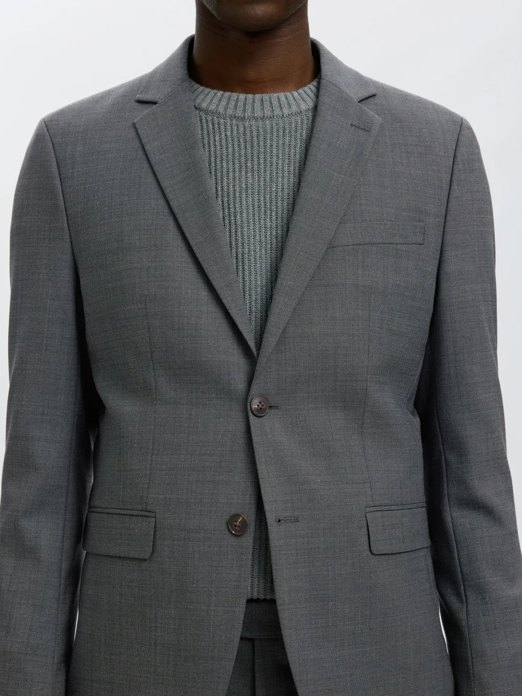 Selected SLIM-WOOL BLEND BLZ FLEX DARK GREY