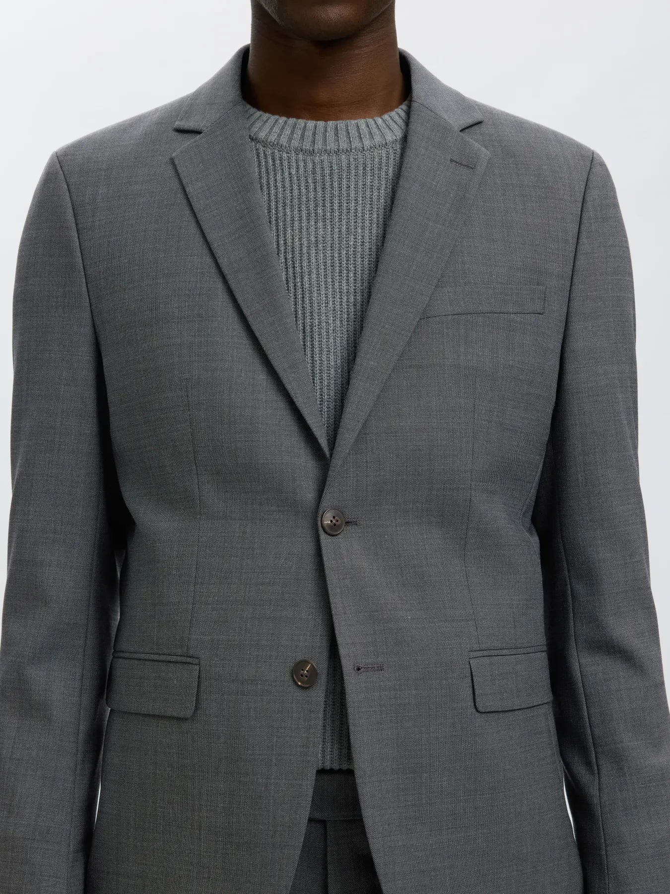 Selected SLIM-WOOL BLEND BLZ FLEX DARK GREY
