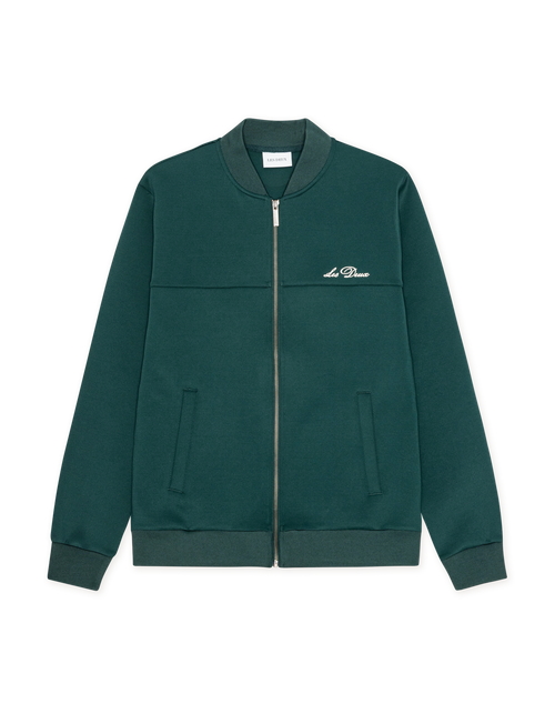 Les Deux Ballier Crew track jacket i Sea Moss grøn set forfra – produktbillede