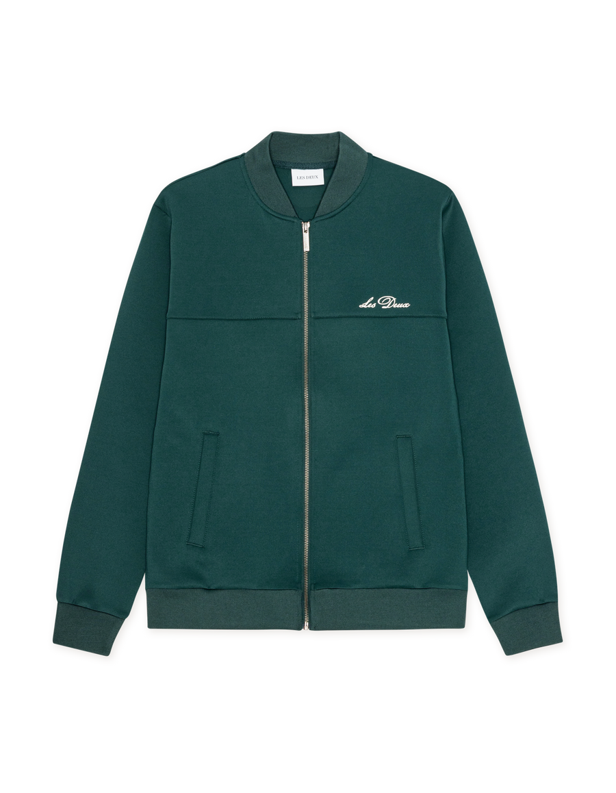 Les Deux Ballier Crew track jacket i Sea Moss grøn set forfra – produktbillede