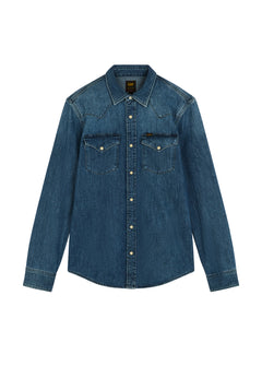 Lee Regular Western denimskjorte i Brookside blå – produktbillede