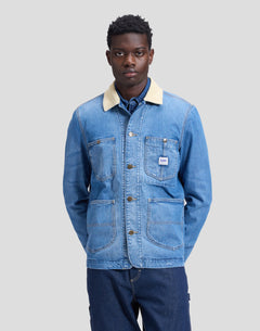 Lee 91-J chore jacket i Vintage Wear lyseblå denim – model set forfra