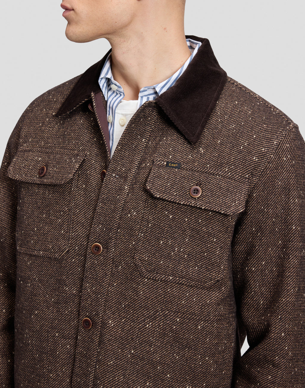 Lee CORD COLLAR MIX OVERSHIRT - 17551 CHOCOLATE TORTE