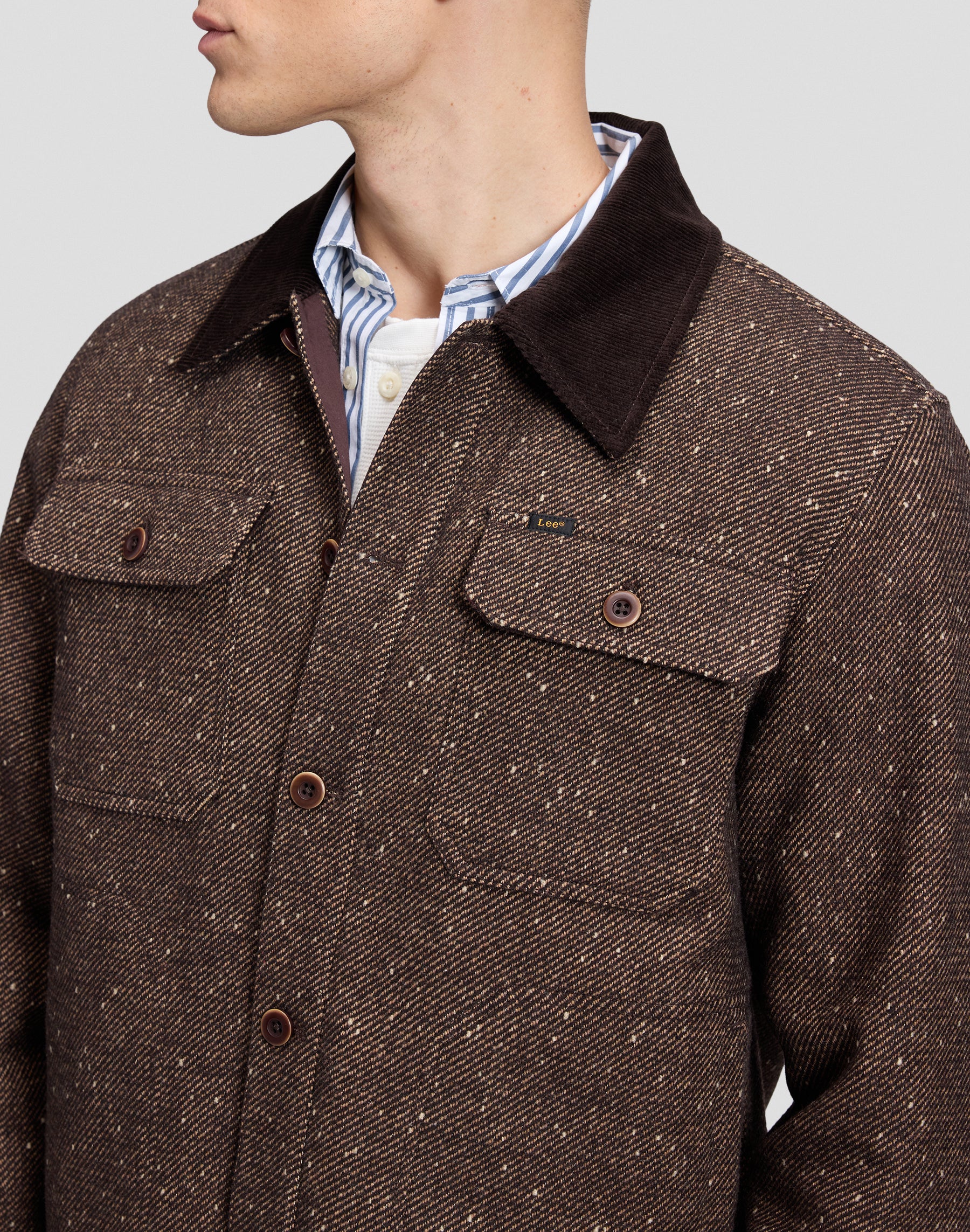 Lee CORD COLLAR MIX OVERSHIRT - 17551 CHOCOLATE TORTE