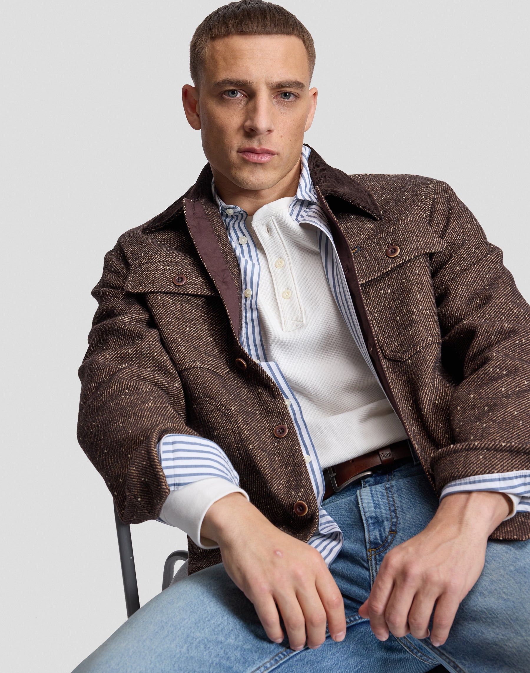 Lee CORD COLLAR MIX OVERSHIRT - 17551 CHOCOLATE TORTE