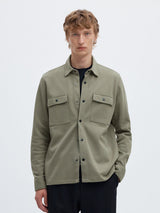 Selected Jackie sweat jakke i Vetiver salviegrøn – model set forfra