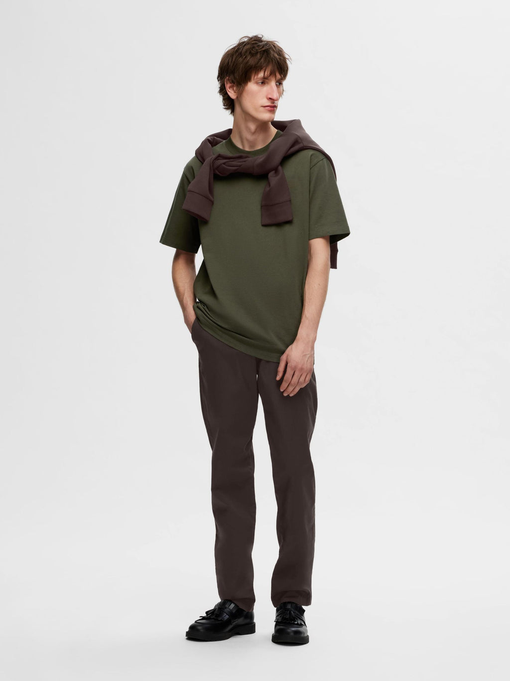 Selected 175-SLIM NEW MILES FLEX PANT - Chocolate Torte
