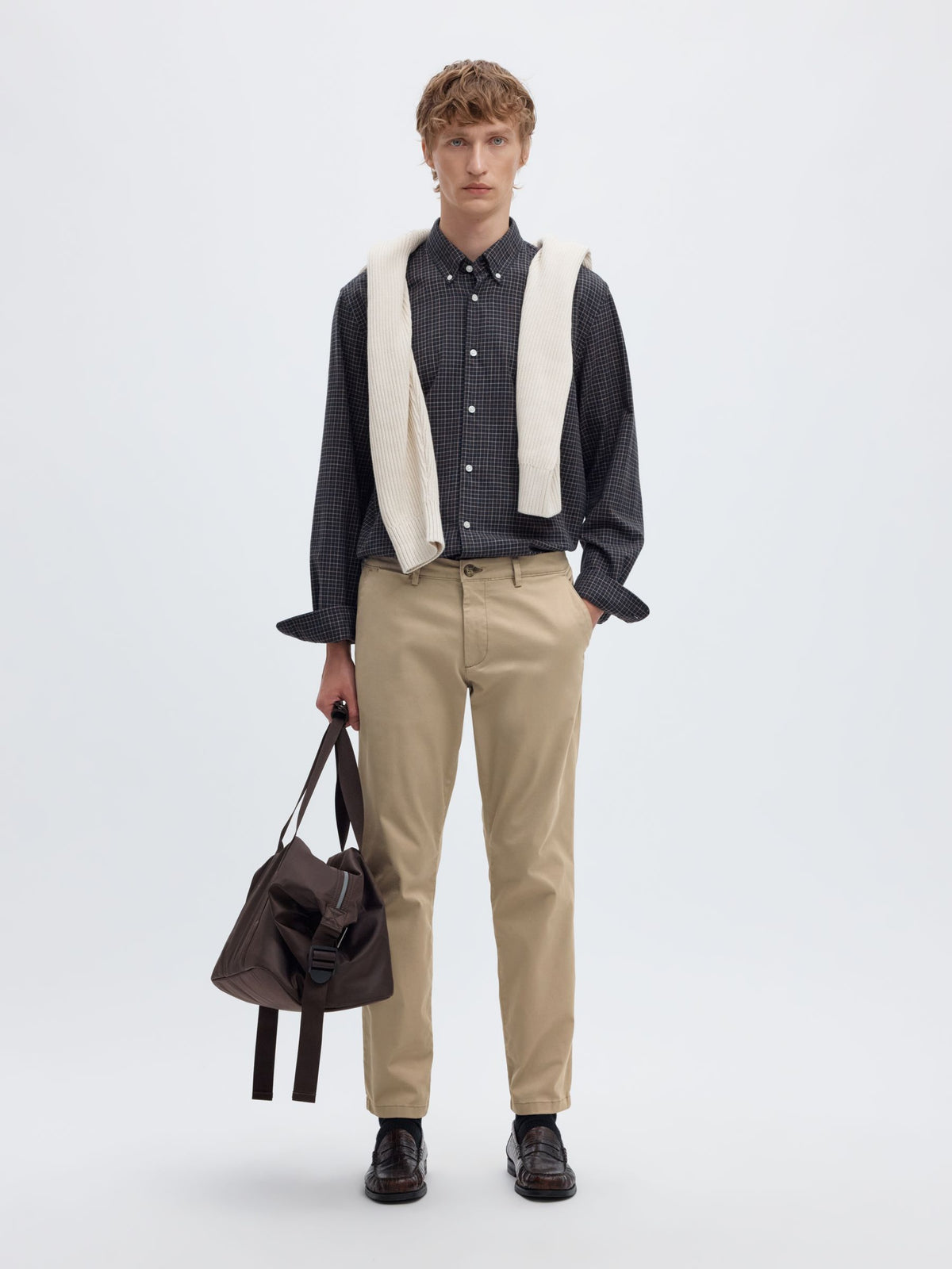 Selected 175-SLIM NEW MILES FLEX PANT - Greige