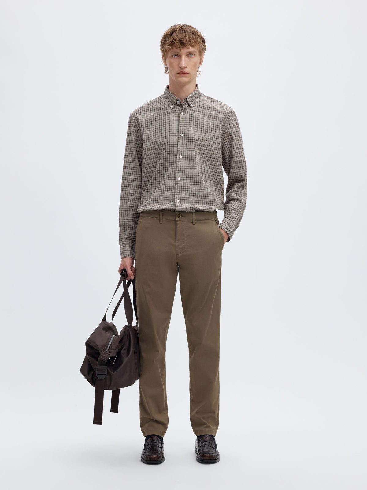 Selected 175-SLIM NEW MILES FLEX PANT - Morel