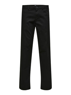Selected 196 STRAIGHT FLEX CHINOS - Black