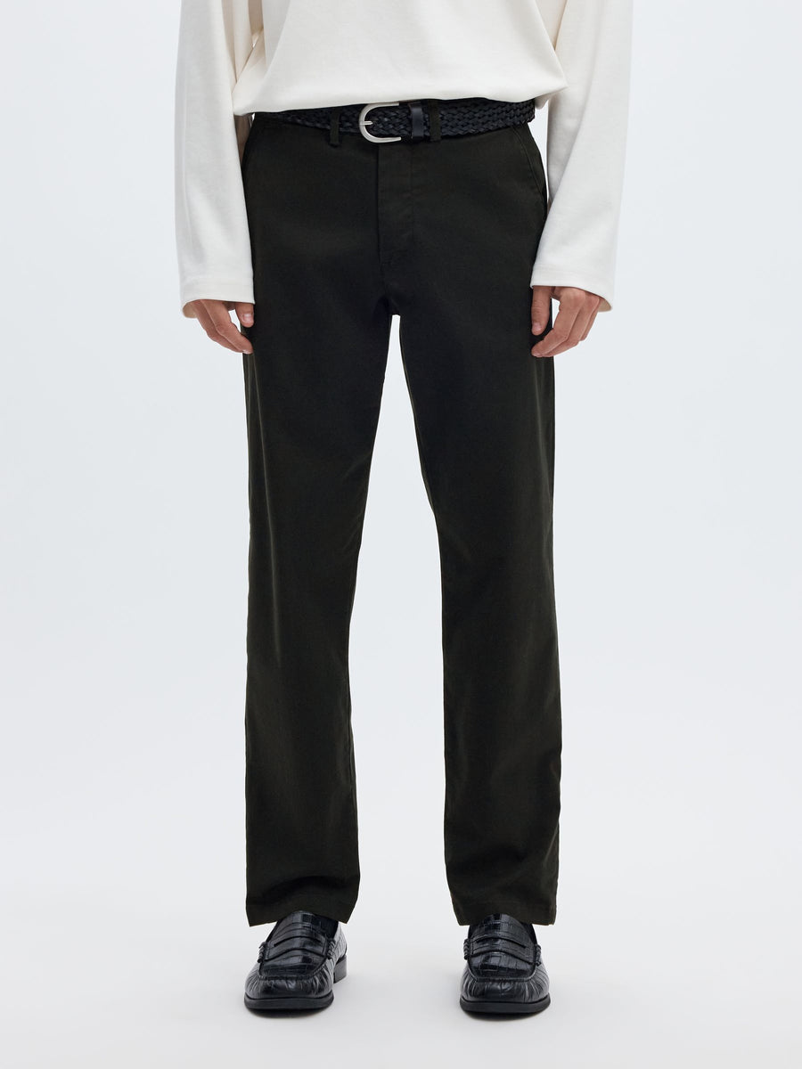 Selected 196 STRAIGHT FLEX CHINOS - Black