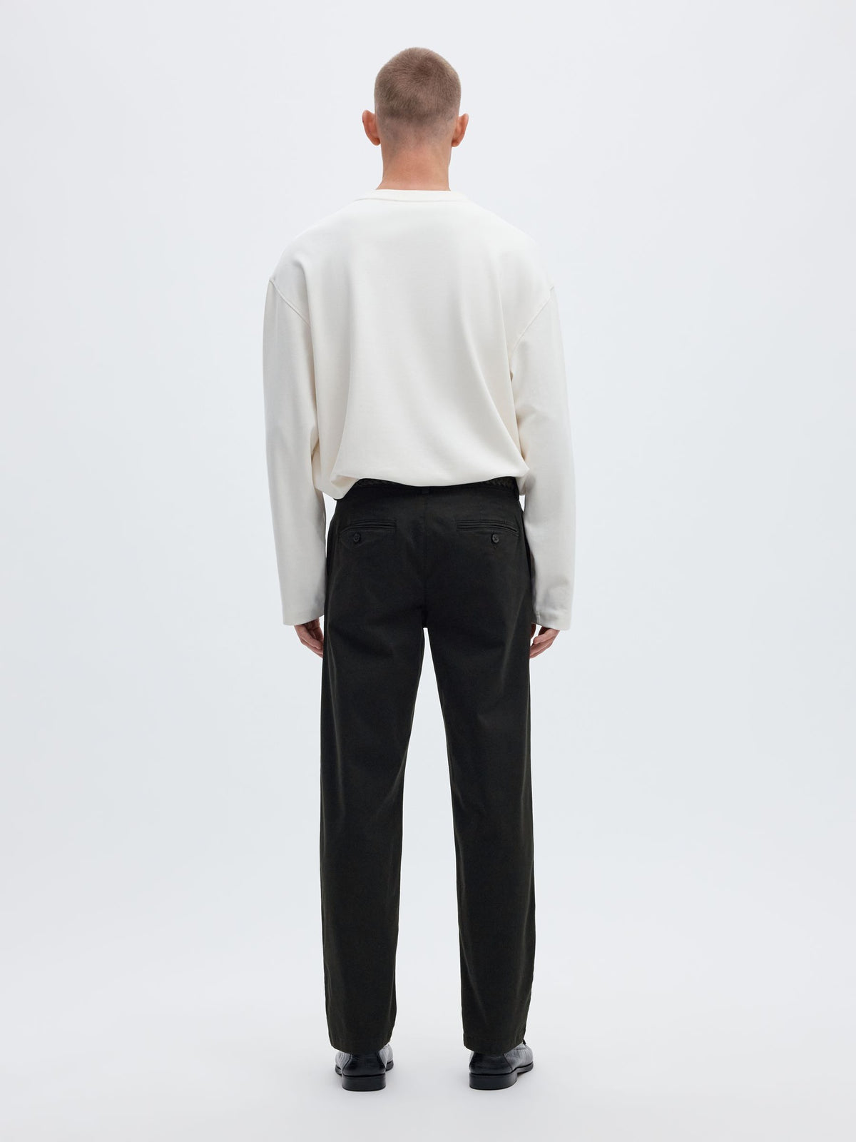 Selected 196 STRAIGHT FLEX CHINOS - Black