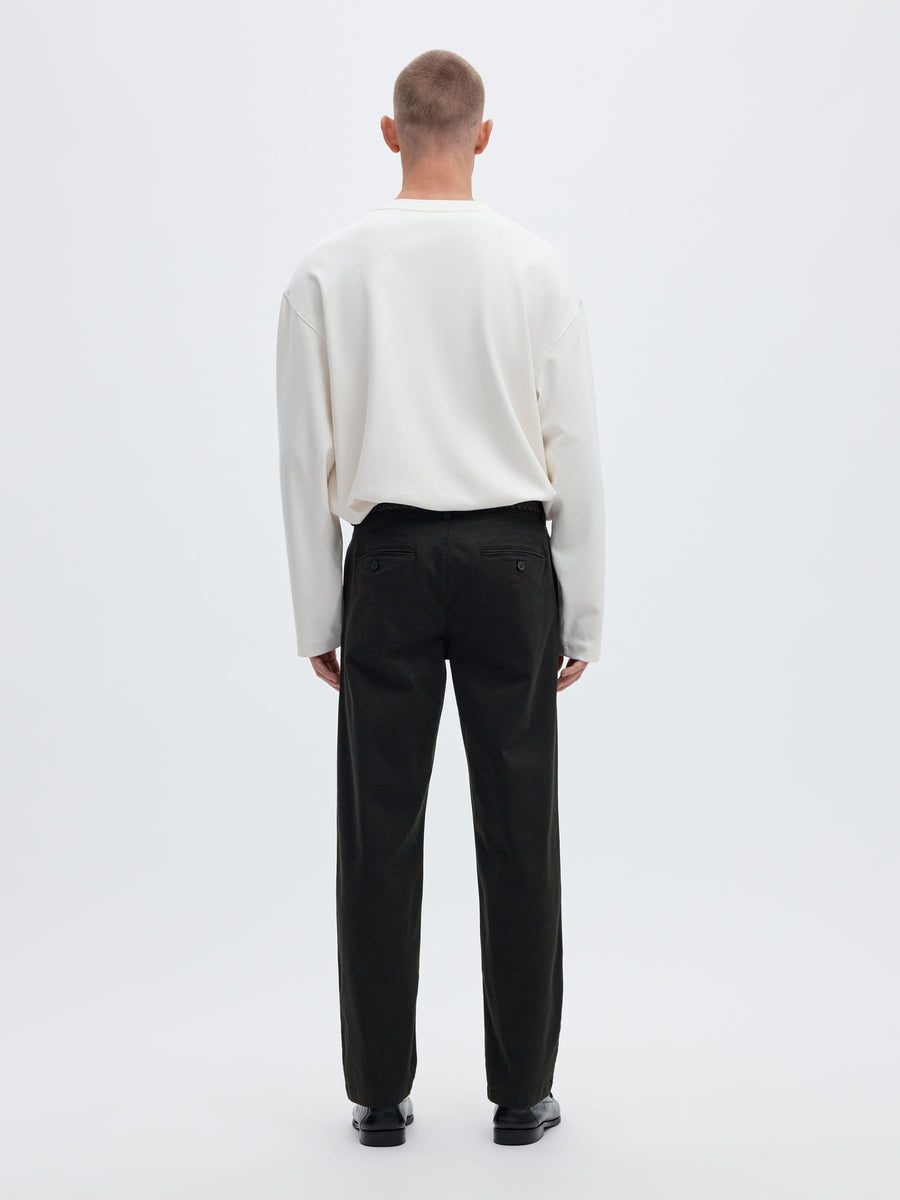 Selected 196 STRAIGHT FLEX CHINOS - Black