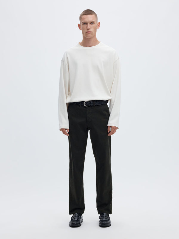 Selected 196 STRAIGHT FLEX CHINOS – Black