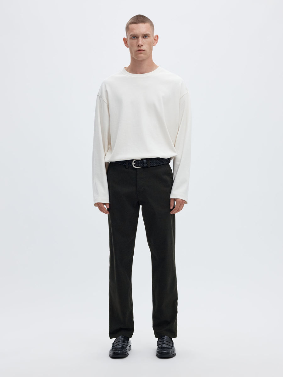 Selected 196 STRAIGHT FLEX CHINOS - Black