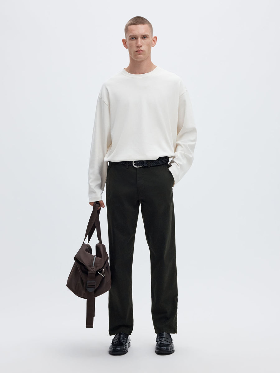 Selected 196 STRAIGHT FLEX CHINOS - Black