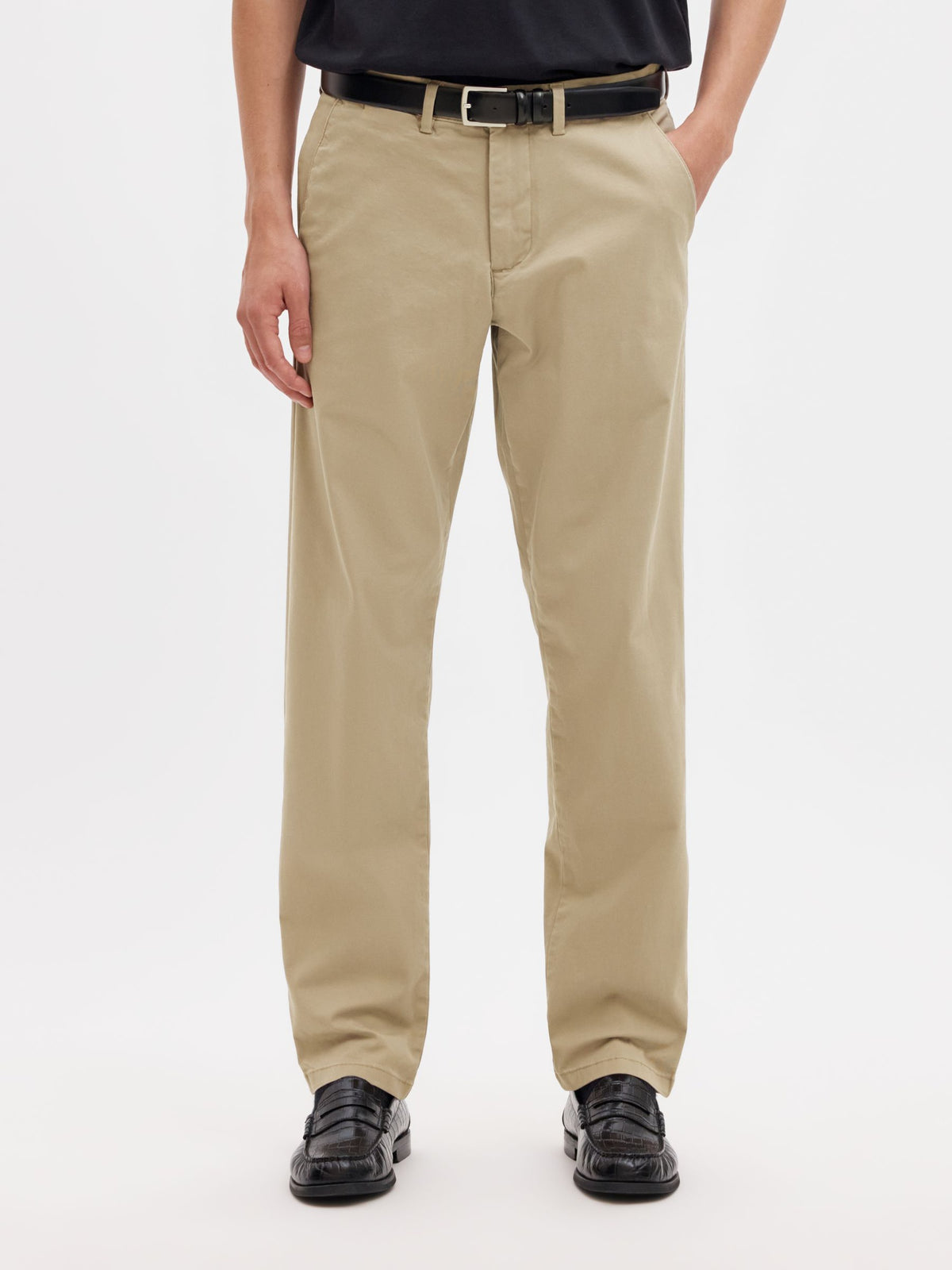 Selected 196 STRAIGHT FLEX CHINOS - Greige