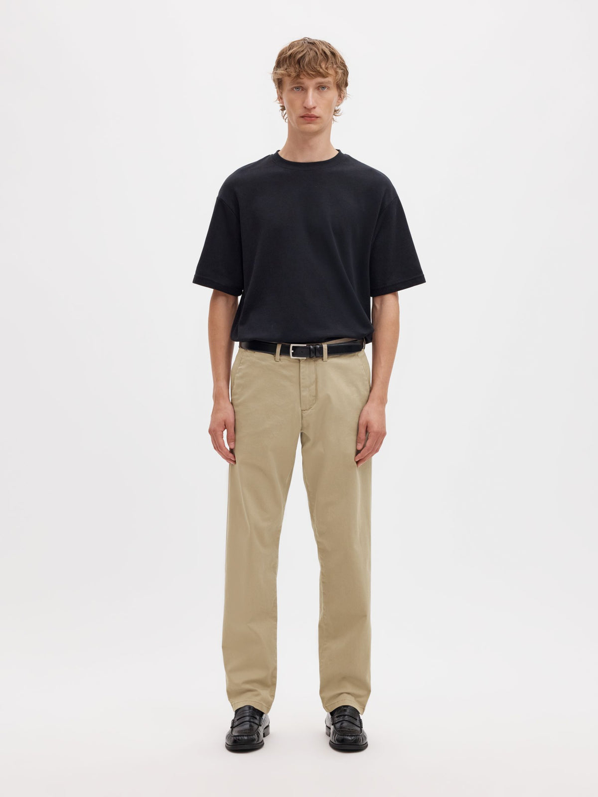 Selected 196 STRAIGHT FLEX CHINOS - Greige