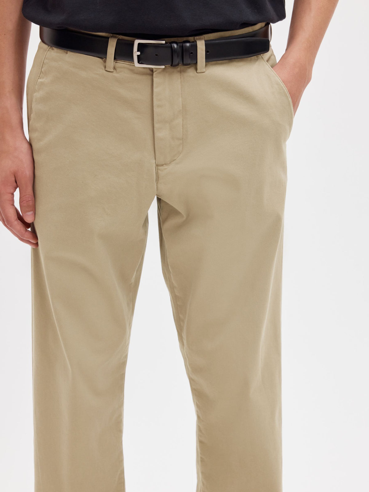 Selected 196 STRAIGHT FLEX CHINOS - Greige