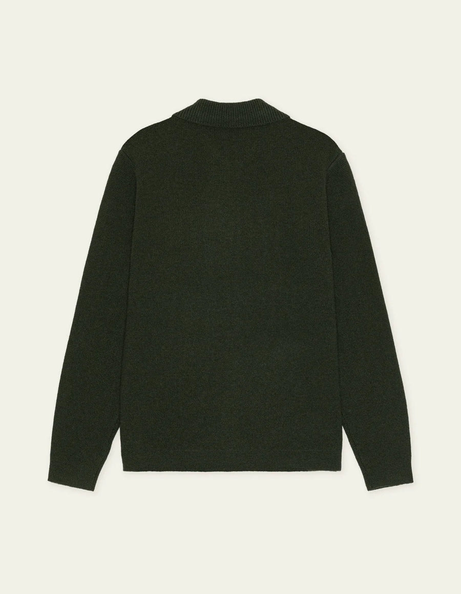 Les Deux Milano strikket overshirt i mørkegrøn – produktbillede bagfra