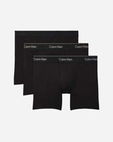 Alle tre Calvin Klein Icon Cotton Stretch boxer briefs 3-pak i sort med Heavenly Iris-logo – produktbillede