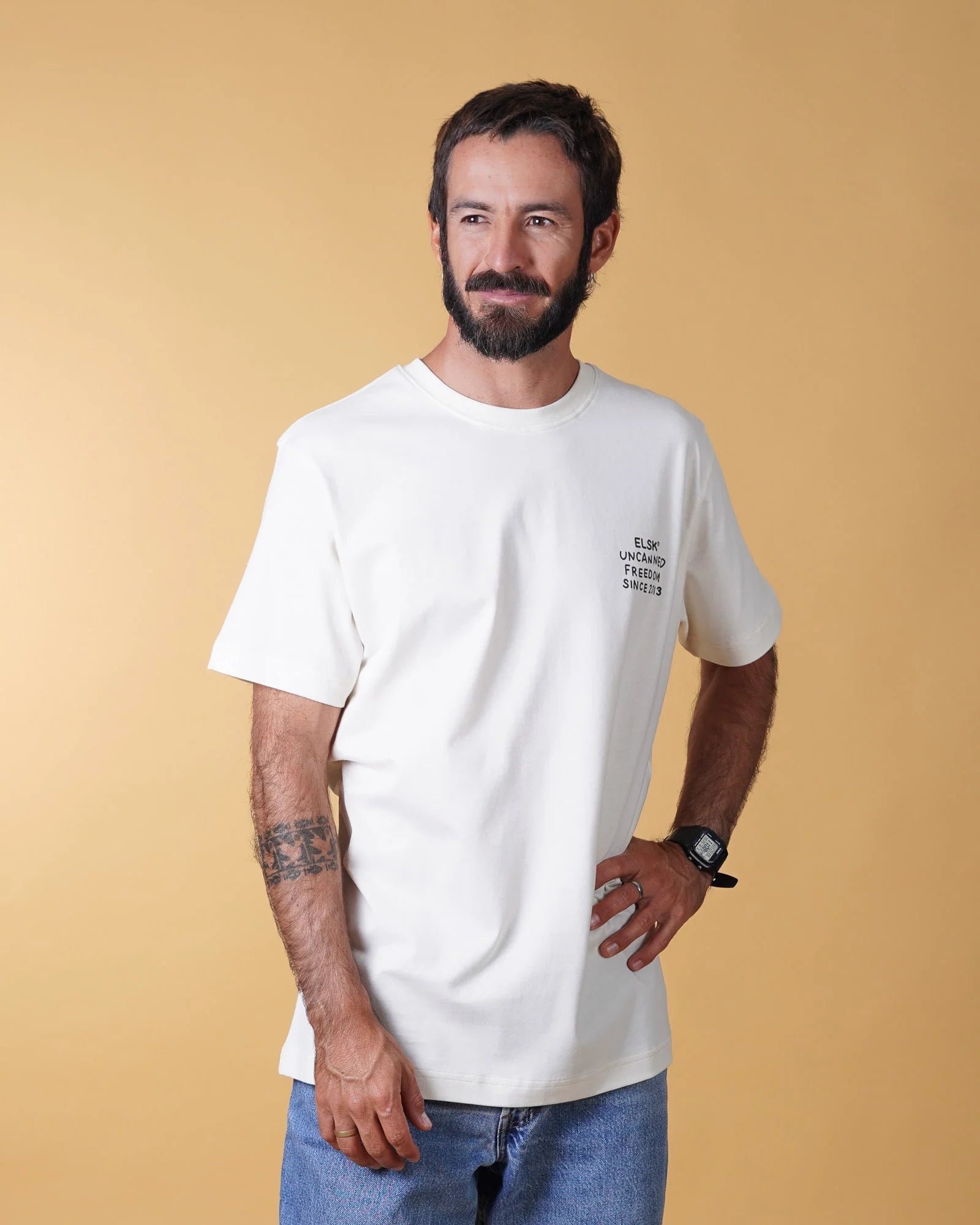 ELSK FREEDOM CH MEN'S BRUSHED T-SHIRT - OFF WHITE