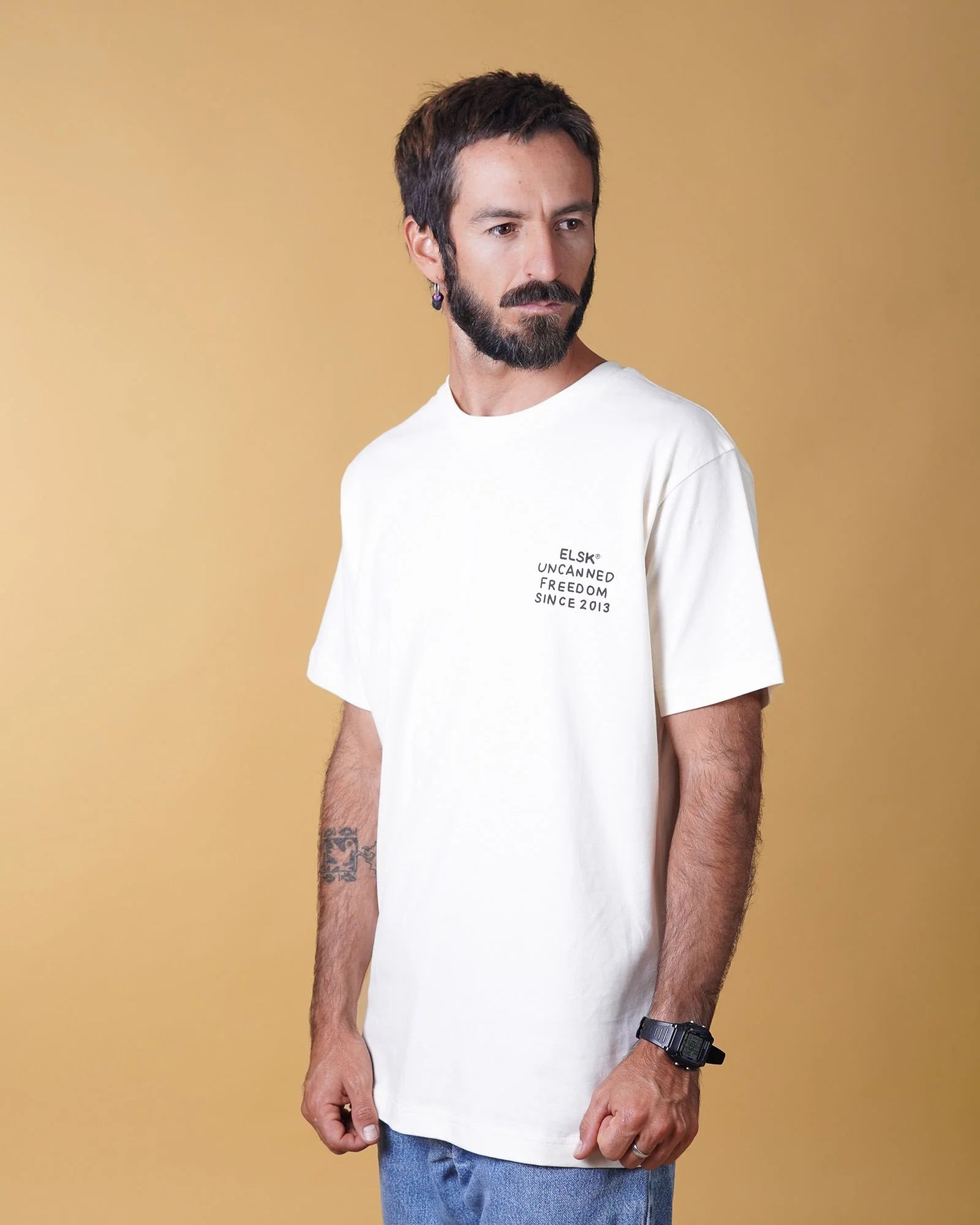 ELSK FREEDOM CH MEN'S BRUSHED T-SHIRT - OFF WHITE