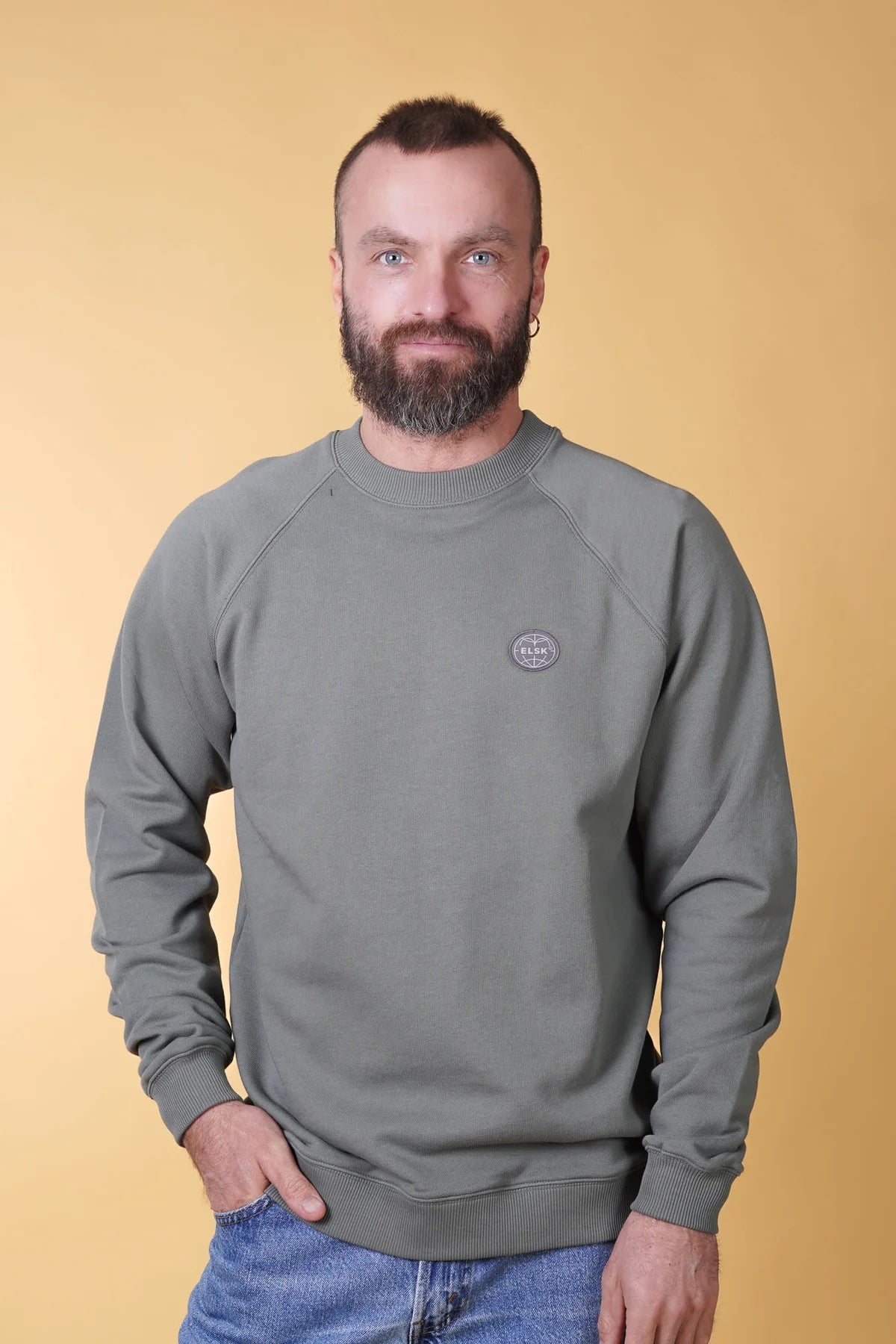 ELSK GLOBE MEN'S RAGLAN CREWNECK Castor Gray