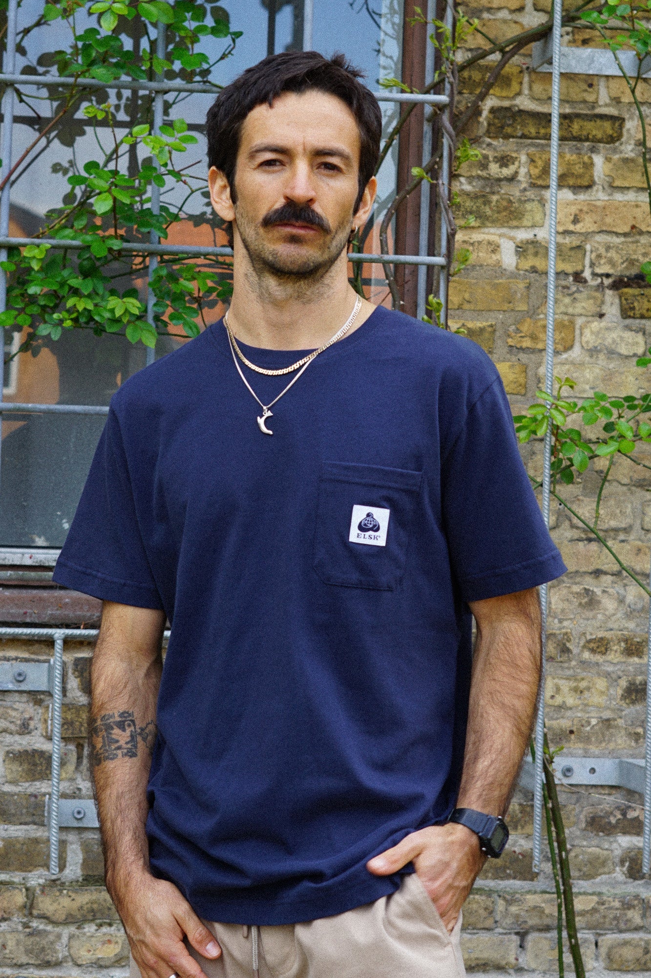 ELSK POCKET MEN'S BRUSHED T-SHIRT - Dark Navy