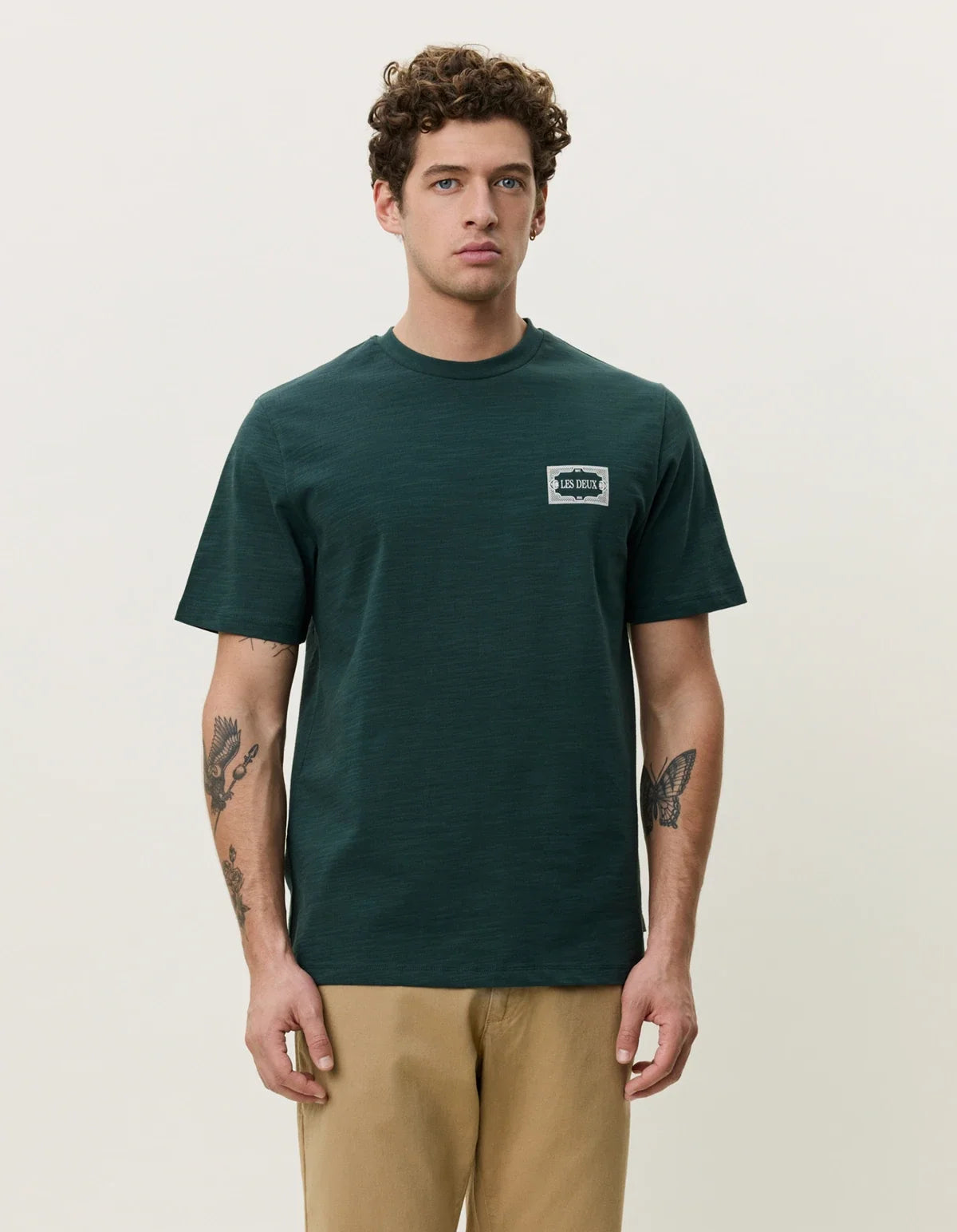 Mørkegrøn Les Deux t-shirt i regular fit